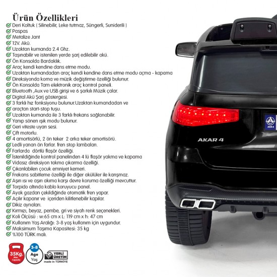 Akar Bold Gt 12V Uzaktan Kumandalı Akülü Araba
