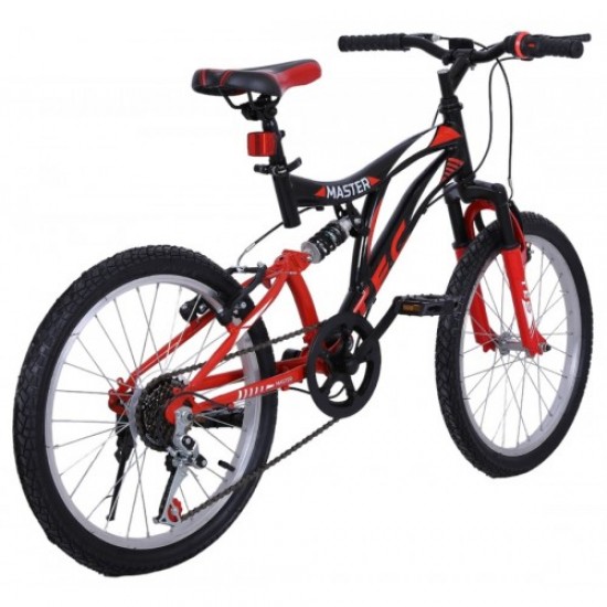 Tec Master 20 Jant Vitesli Çift Amortisör Çocuk Bisikleti Siyah-Kırmızı