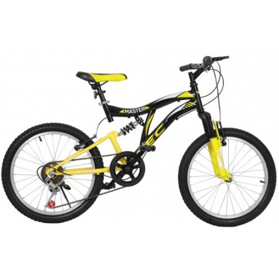 Tec Master 20 Jant Vitesli Çift Amortisör Çocuk Bisikleti Siyah-Sarı