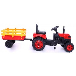 Römorklu & Pedallı Traktör Çocuk Traktörü Kırmızı