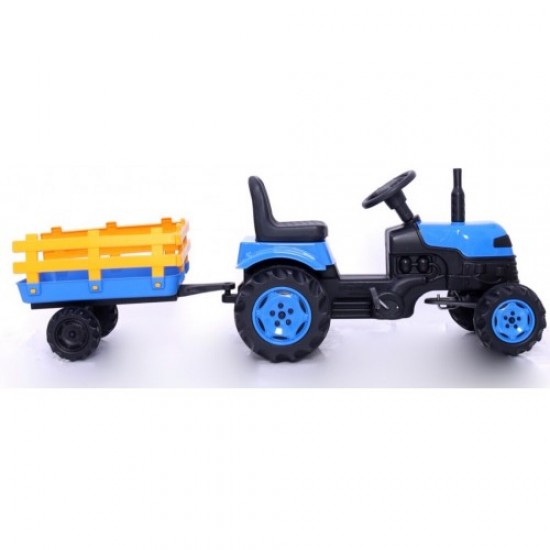 Römorklu & Pedallı Traktör Çocuk Traktörü Mavi