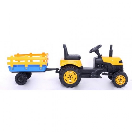 Römorklu & Pedallı Traktör Çocuk Traktörü Sarı
