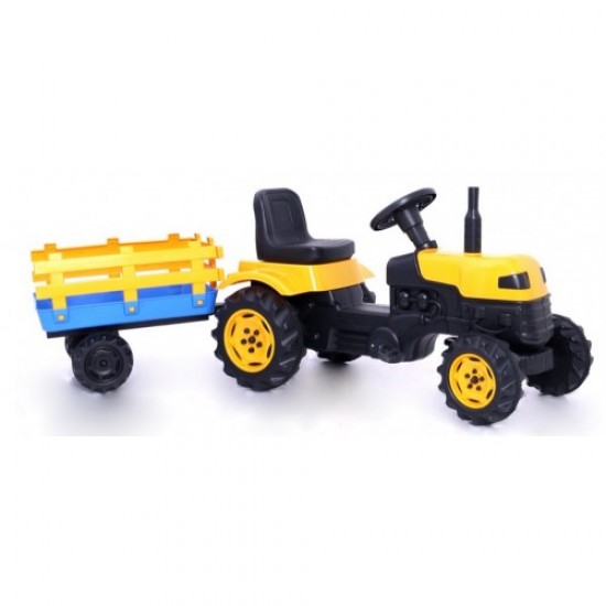 Römorklu & Pedallı Traktör Çocuk Traktörü Sarı