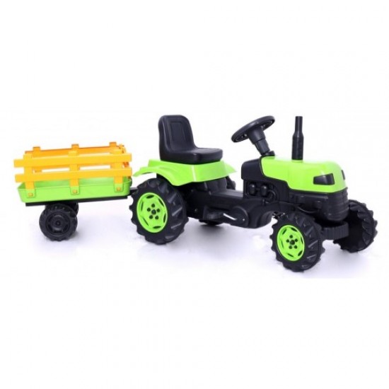 Römorklu & Pedallı Traktör Çocuk Traktörü Yeşil