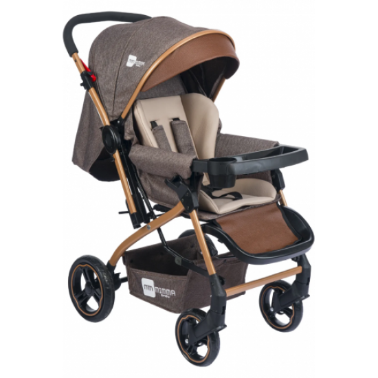 Plus Gold Çift Yönlü Lux Bebek Arabası Özel Kumaş - Kahve